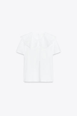 EMBROIDERED PETER PAN COLLAR T-SHIRT - Zara фото 12
