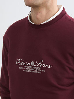 Bisiklet Yaka Bask?l? Erkek Sweatshirt