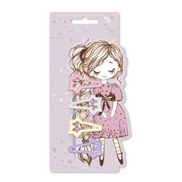 Набор заколок для волос клик-клак, глянцевые, арт. 71714 / 10 ЗВЕЗДОЧКИ (в наборе: 4шт., 4,1 см, ч