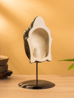 Маска «Будда», на подставке, 14×14×26 см, керамика, зелёная