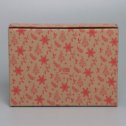 Цена за 2 шт. Коробка новогодняя складная «С Новым годом», бурый, 27×21×9 см