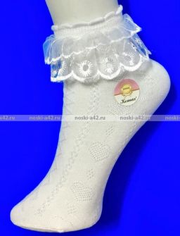 Цена за 12 пар. БФЛ носки детские белые с рюшками 26-28 (длина стопы носка 12-13см) - Bfl фото 3