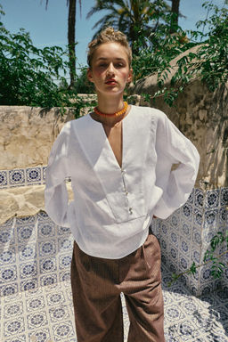 CAMISA KIMONO 100% LINO / Blanco