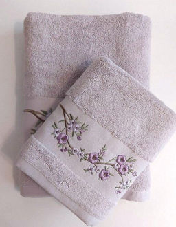 Махровое полотенце Сакура-СЕРАЯ ЛАВАНДА 50*90 см. хлопок 100%