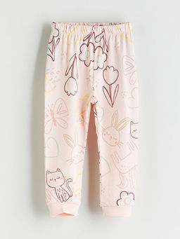 Beli Lastikli Bask?l? K?z Bebek Jogger Pijama Alt?