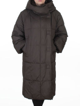 8892 GRAY/BROWN Пальто зимнее женское (200 гр. холлофайбер)