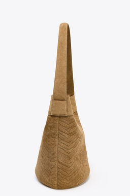 BRAIDED LEATHER MAXI BUCKET BAG - Zara фото 5