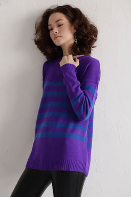 10082 Джемпер фиолетовый в полоску - Martichelli фото 8