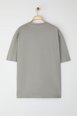 TRENDYOL MAN Ekru Unisex Oversize/Genis Kesim Ay?c?k Bask?l? %100 Pamuklu T-Shirt TMNSS25TS00158 - Trendyolmilla фото 8