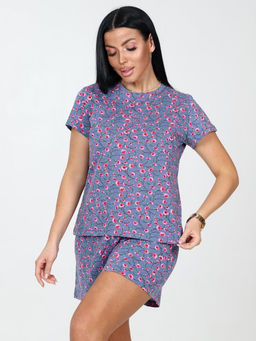 616 ЖЕНСКАЯ ПИЖАМА ТРОЙКА (Индиго(цветочки)) - А-дина фото 4