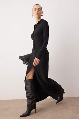 Siyah Duz Maxi Orme Elbise TWOAW26EL00110