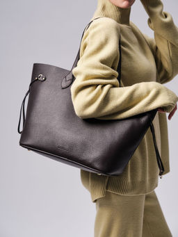 Сумка кожаная шоппер Deboro 30890 темно-коричневая