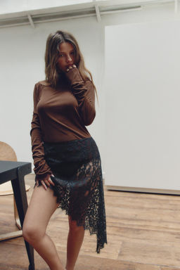 ASYMMETRIC LACE MIDI SKIRT - Zara фото 10