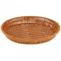 Корзина-сухарница плетеная Кондитер д27,5см h4см, полипропилен, медовый, металлический каркас, форма круглая (Китай)