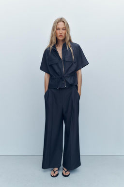 WIDE-LEG DARTED TROUSERS