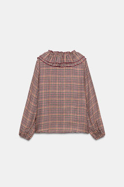 CHECKED BLOUSE WITH RUFFLES - Zara фото 8