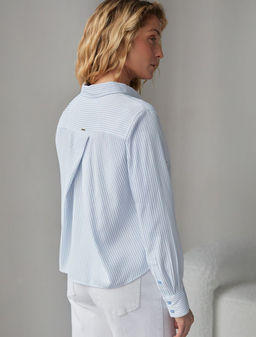Укороченная блузка в полоску из эластичного хлопка - Vilatte фото 3