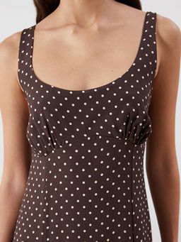 U Yaka Puantiyeli Ask?l? Elbise