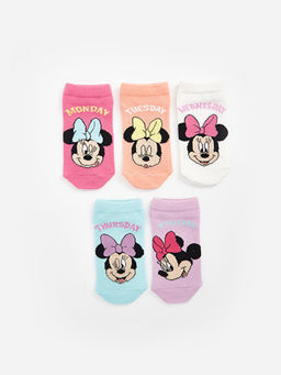 Minnie Mouse Desenli K?z ?ocuk Patik ?orap 5li