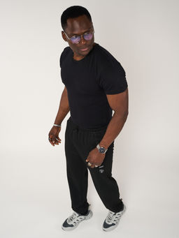 Брюки джоггеры спортивные большого размера мужские черного цвета 006Ch - FUYOUKAI фото 15