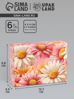 Цена за 2 шт. Коробка складная для 6 конфет Презент, 13.7?9.8?3.8 см