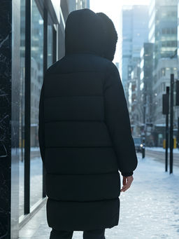 Пальто зимнее утепленное с мехом и капюшоном тренд черного цвета 7629Ch Бренд: Visdeer