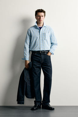 CAMISA REGULAR FIT CUADROS / Verde agua