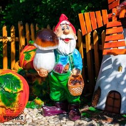 Садовая фигура Гном с грибом F03104 - Фабрика интерьерной ковки фото 2
