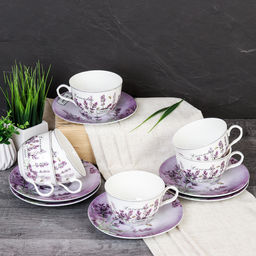 Чайный набор 12 предметов 270 мл тонкостенный / LY-2401 /уп 8/ Лаванда - ГалеонТрейд фото 4