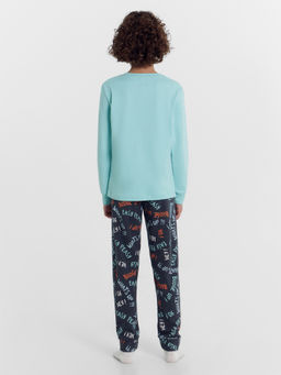 Комплект для мальчиков (джемпер, брюки) в голубом и сером цвете с печатью - Mark formelle фото 3