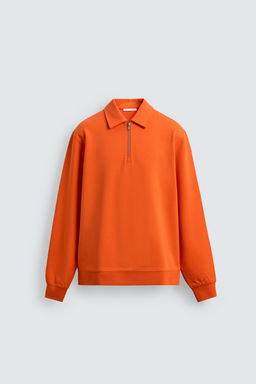 SUDADERA POLO INTERLOCK CREMALLERA / Naranja - Zara фото 8