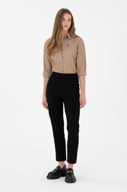 Kad_n Siyah Carrot Hight Waist Fit Kanvas Pantolon