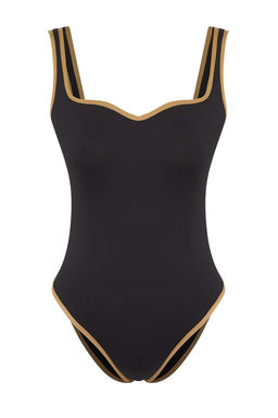 Trendyolmilla Siyah Dudak Yaka Biyeli Regular Mayo TBESS25MA00118 фото 5