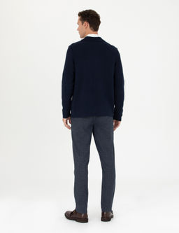 Lacivert Ekstra Slim Fit _izgili Kuma_ Pantolon