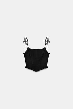TOP CROP CORSETERO POPEL?N / Negro - Zara фото 5
