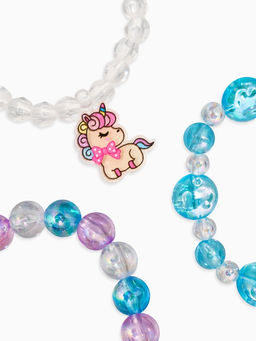 Комплект детский «Выбражулька» 4 предмета,3 браслета, 1 клипсы, единорог, сердце, цветной