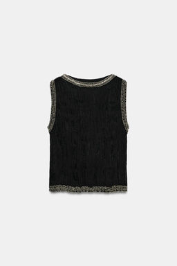 TOP JACQUARD ABALORIOS ZW COLLECTION / Negro