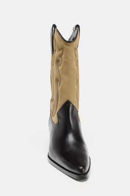 COMBINED LEATHER EMBROIDERED BOOTS - Zara фото 7