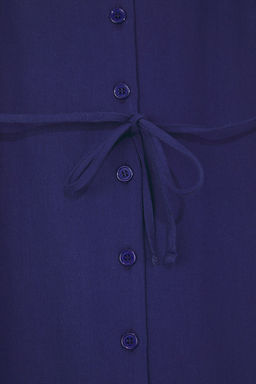 Trendyolmilla Lacivert Kusakl? Keten Kar?s?ml? Midi Dokuma Gomlek Elbise TWOSS25EL00651  фото 11