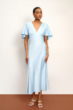 Платье из сатина с коротким рукавом