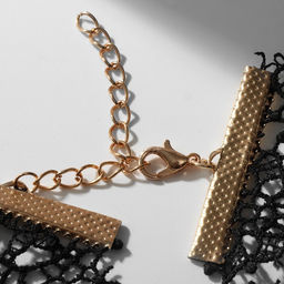 Чокер Александрия ажурное переплетение, цвет чёрно-белый в золоте, 30см - Queen fair фото 2