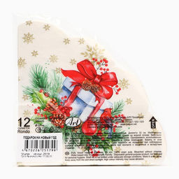 Цена за 3 шт. Салфетки бумажные круглые Art Bouquet Rondo Подарок на новый год, 3 слоя, d=32 см, 12 шт.