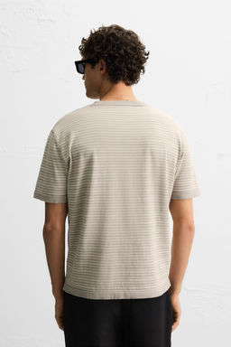 STRIPED KNITTED COTTON-LINEN T-SHIRT - Zara фото 3