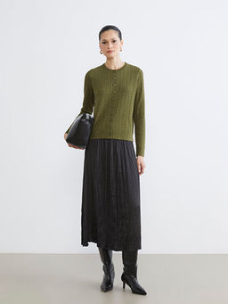 Bisiklet Yaka Kendinden Desenli Kad?n Triko H?rka