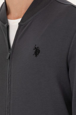 U. S. Polo Assn Мужской вязаный кардиган антрацитового цвета с воротником стойкой - U.s. polo assn фото 14