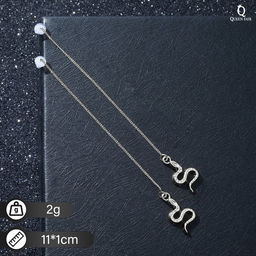 Серьги висячие Цепочки змейки, цвет серебро, 11см