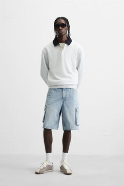 DENIM CARGO BERMUDA SHORTS