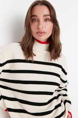 Lacivert Genis Kal?p Cizgili Triko Kazak TWOAW23KZ01446 - Trendyolmilla фото 10