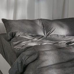 Простыня на резинке 2-спальная SL Home Деним, 160200+30 см, тёмно-серая, жатый хлопок - Sima-land home фото 6