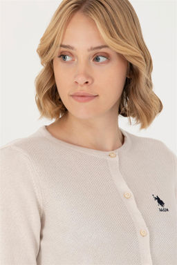 U. S. Polo Assn Женский кремовый базовый трикотажный кардиган - U.s. polo assn фото 2